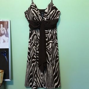 Sleeveless Zebra Print Midi Dress